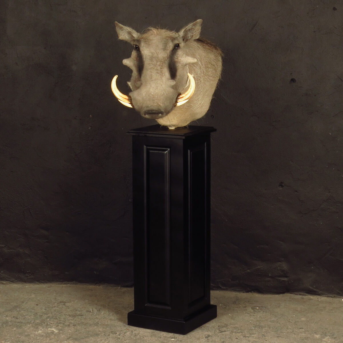 Pedestal mount of a warthog by Karoo Animal Art Studio