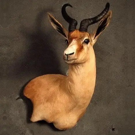 Wall pedestal mount of an African game animal by Karoo Animal Art Studio